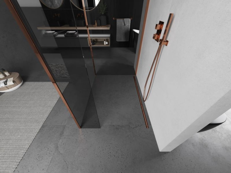 Ścianka prysznicowa walk-in Mexen Kioto różowe złoto 140x85x30 1 szt.