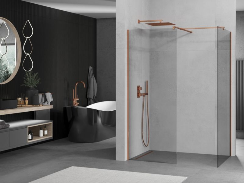 Ścianka prysznicowa walk-in Mexen Kioto różowe złoto 170x120 1 szt.