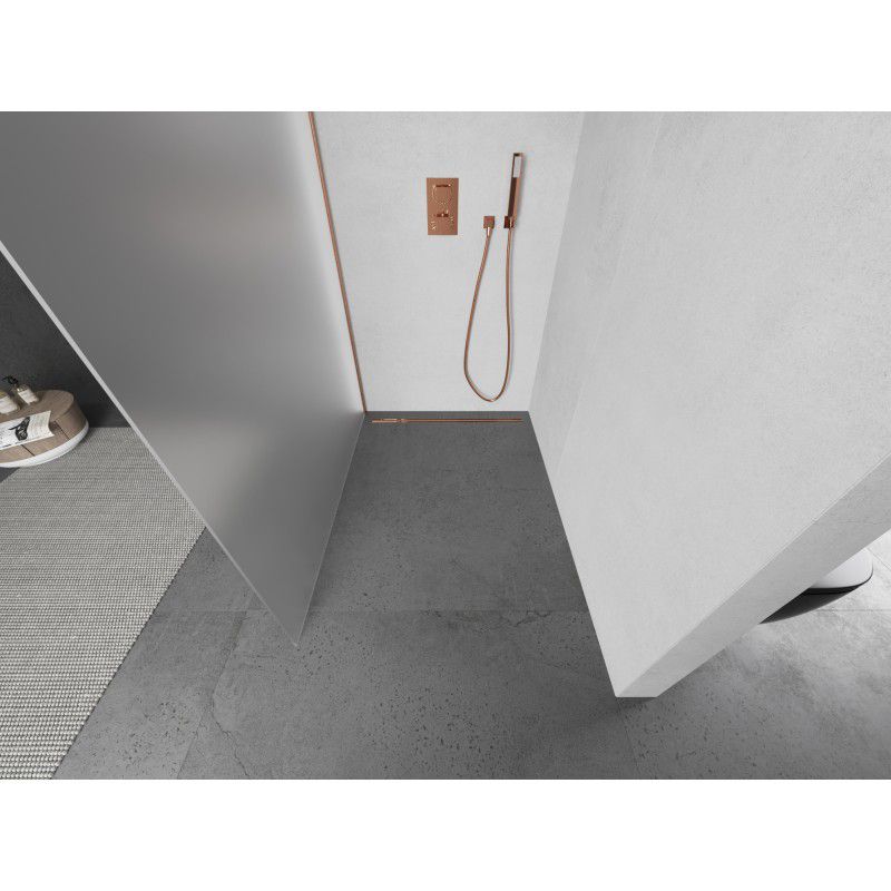 Ścianka prysznicowa walk-in Mexen Kioto szron miedź 120x200 cm 1 szt.