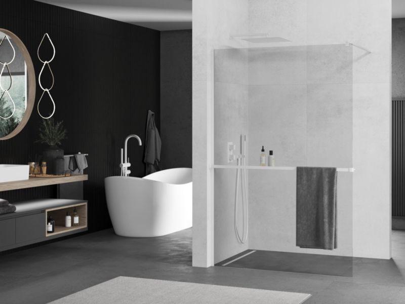 Ścianka prysznicowa walk-in Mexen Kioto+ transparent biała 75x200 cm 1 szt.