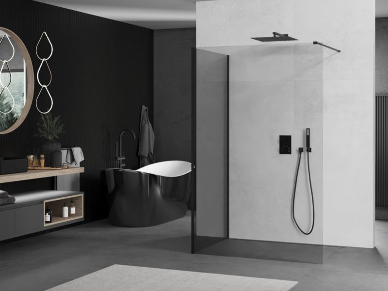 Ścianka prysznicowa walk-in Mexen Kioto transparent czarna 140x105 cm 1 szt.
