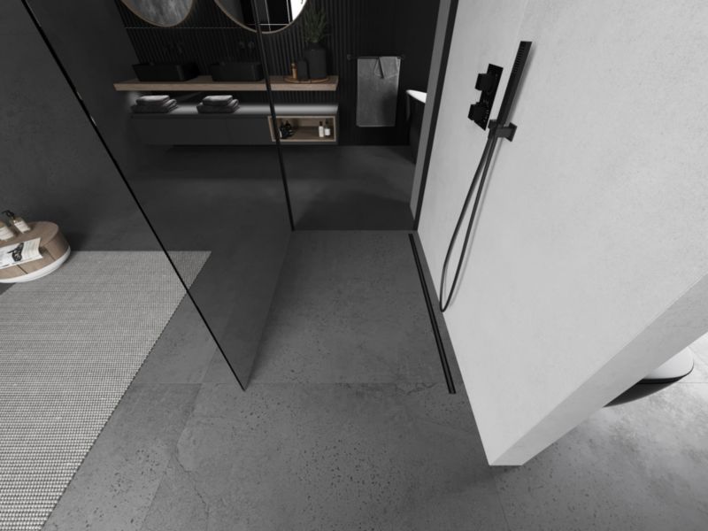 Ścianka prysznicowa walk-in Mexen Kioto transparent czarna 140x105 cm 1 szt.