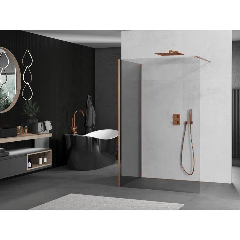 Ścianka prysznicowa walk-in Mexen Kioto transparent miedź szczotkowana 110x95 cm 1 szt.