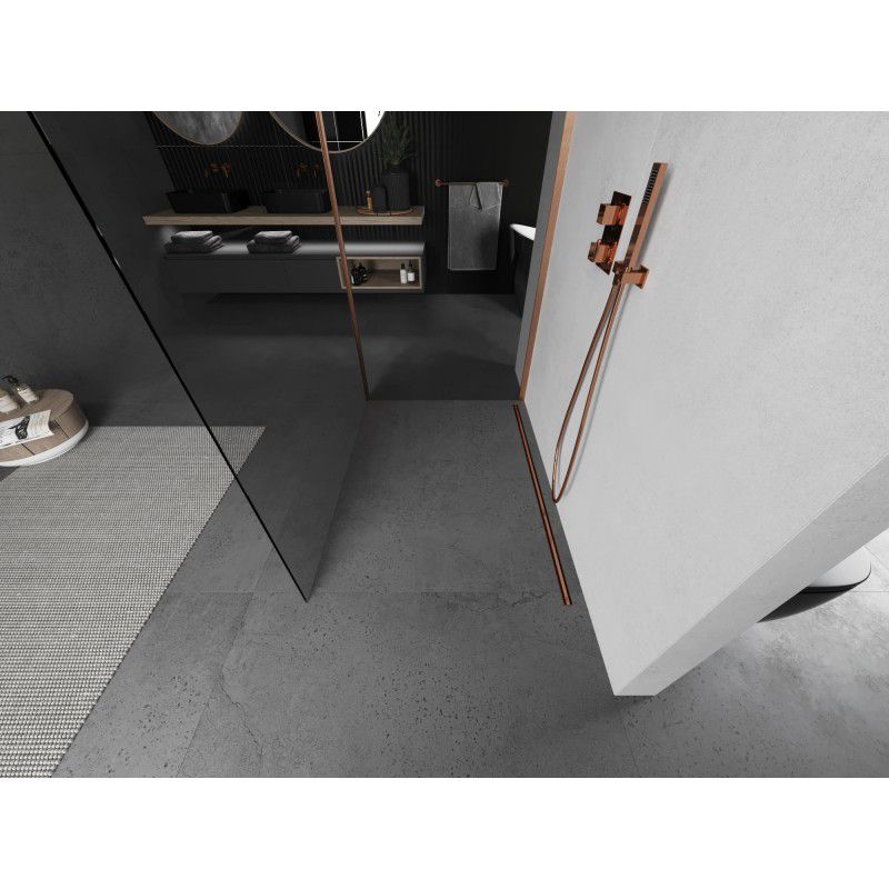 Ścianka prysznicowa walk-in Mexen Kioto transparent miedź szczotkowana 130x120 cm 1 szt.