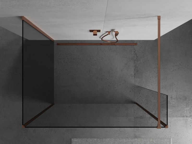 Ścianka prysznicowa walk-in Mexen Kioto transparent miedź szczotkowana 135x90x40 cm 1 szt.