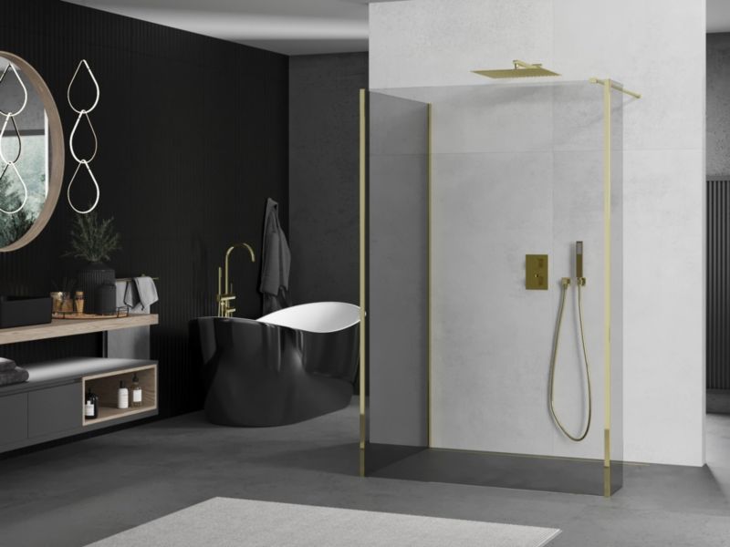 Ścianka prysznicowa walk-in Mexen Kioto transparent złota 110x95x40 cm 1 szt.