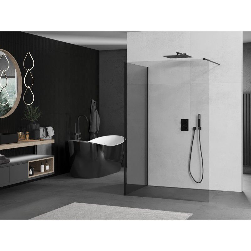 Ścianka prysznicowa walk-in Mexen Kioto transparentna czarna 130x105 cm 1 szt.