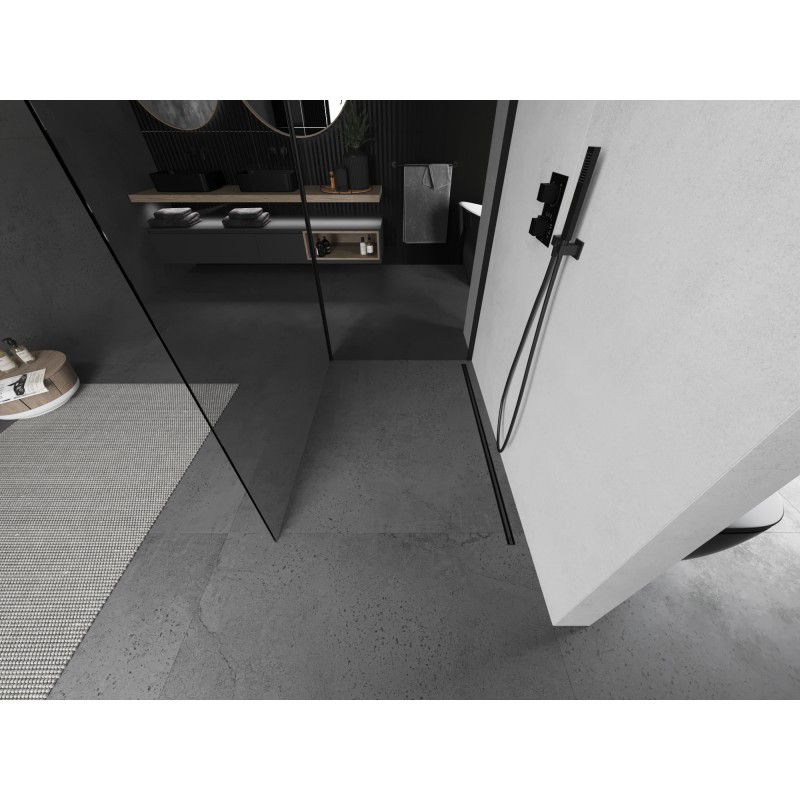 Ścianka prysznicowa walk-in Mexen Kioto transparentna czarna 130x105 cm 1 szt.