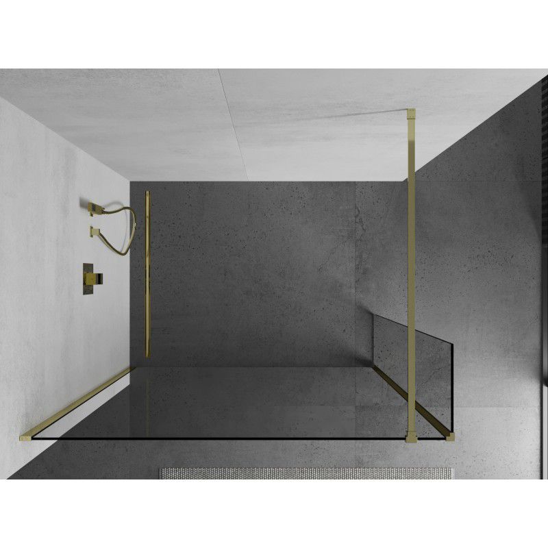 Ścianka prysznicowa walk-in Mexen Kioto transparentna złota 150x40 cm 1 szt.