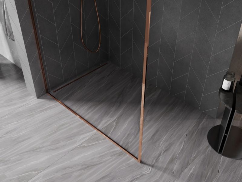 Ścianka prysznicowa walk-in Mexen Kioto-XF różowe złoto 160x202 cm  800-160-104-60-00-X1 szt.