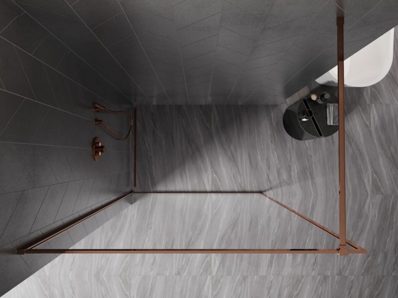 Ścianka prysznicowa walk-in Mexen Kioto-XF różowe złoto 160x202 cm  800-160-104-60-00-X1 szt.