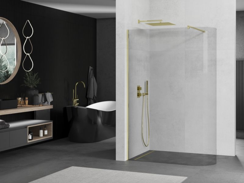 Ścianka prysznicowa Walk-in Mexen Kioto złota 100x200 cm 1 szt.