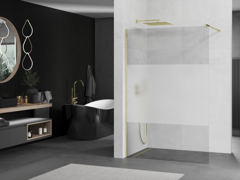 Ścianka prysznicowa walk-in Mexen Kioto złota 110x200 cm 1 szt.