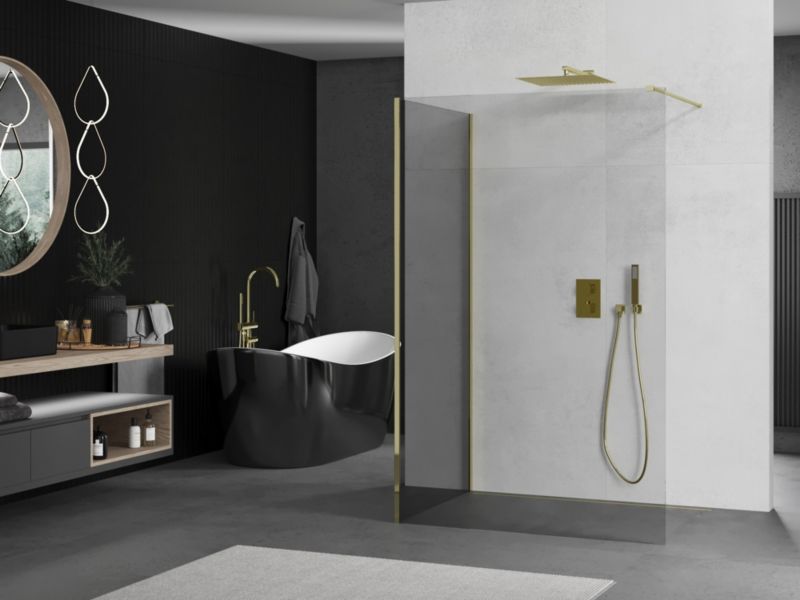 Ścianka prysznicowa walk-in Mexen Kioto złota 125x110 cm 1 szt.