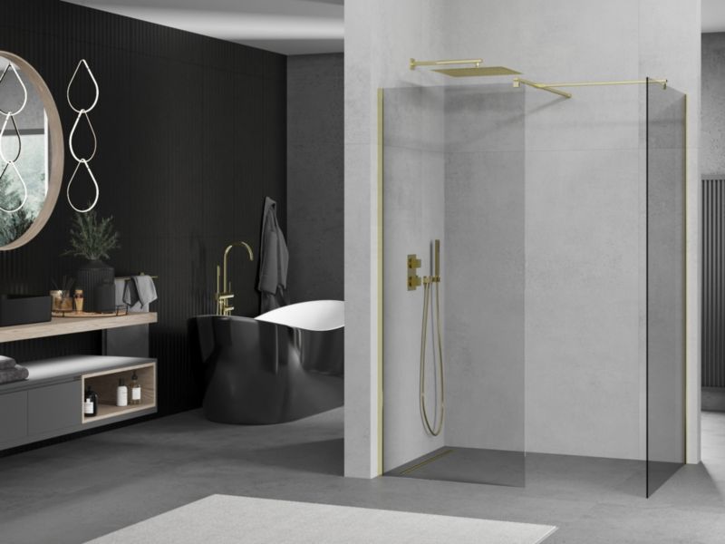 Ścianka prysznicowa walk-in Mexen Kioto złota 170x105 cm 1 szt.