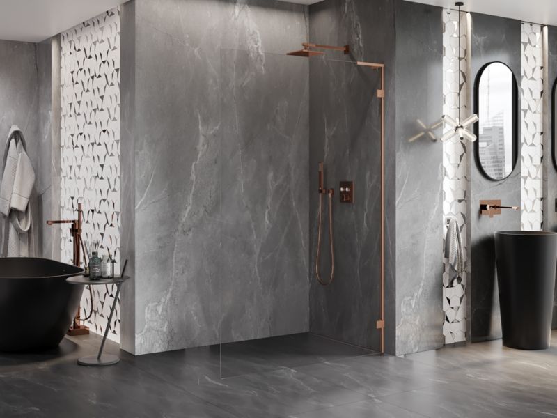 Ścianka prysznicowa walk-in Mexen Lunar L miedź szczotkowana 110x200 cm 830L-110-000-65-00-P 1 szt.