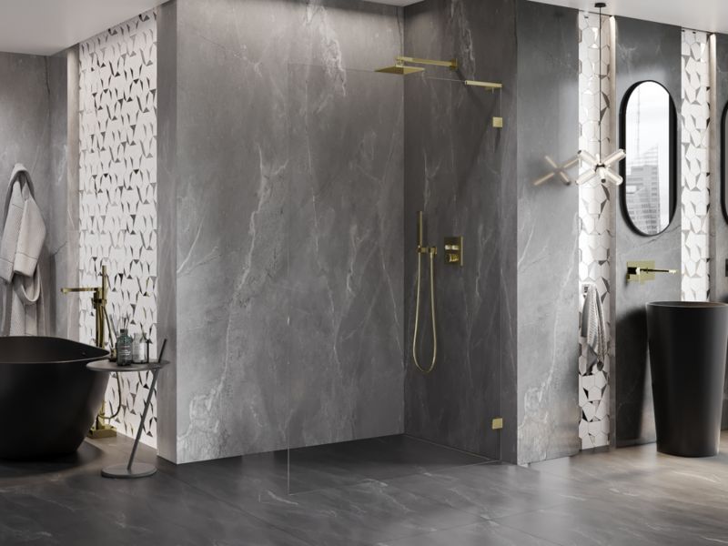 Ścianka prysznicowa walk-in Mexen Lunar L złota 80x200 cm 1 szt.