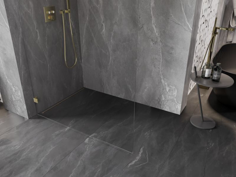 Ścianka prysznicowa walk-in Mexen Lunar L złoty szczotkowany 100x200 cm 830L-100-000-55-00-L 1 szt.