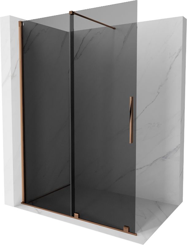 Ścianka prysznicowa walk-in Mexen Velar grafit różowe złoto 160x200 cm 1 szt.