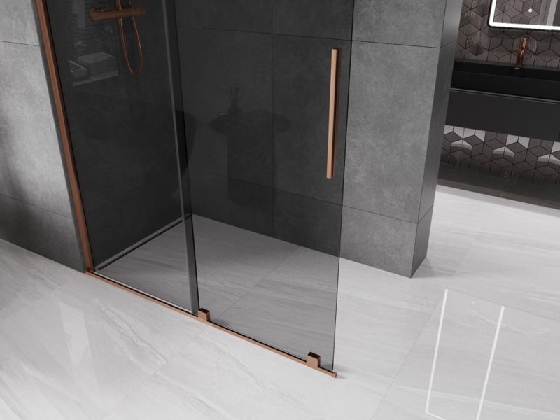 Ścianka prysznicowa walk-in Mexen Velar grafit różowe złoto 160x200 cm 1 szt.