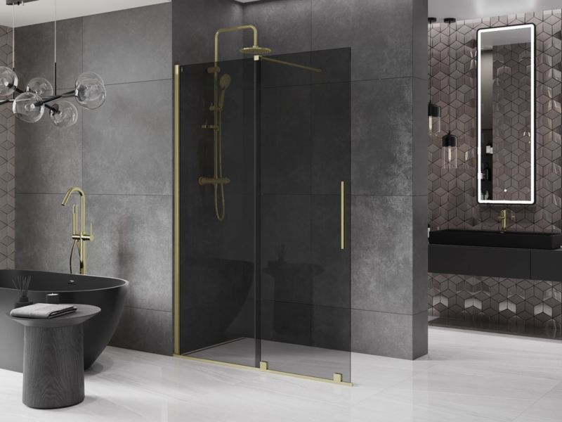 Ścianka prysznicowa walk-in Mexen Velar grafit/złoty szczotkowany 150x200 1 szt.