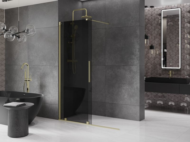 Ścianka prysznicowa walk-in Mexen Velar grafit/złoty szczotkowany 150x200 1 szt.