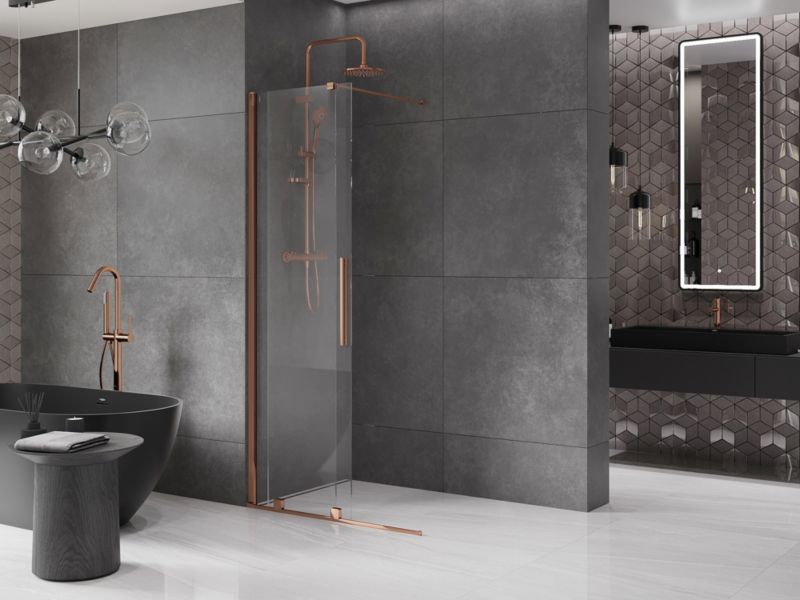 Ścianka prysznicowa walk-in Mexen Velar różowe złoto 100x200 cm 1 szt.