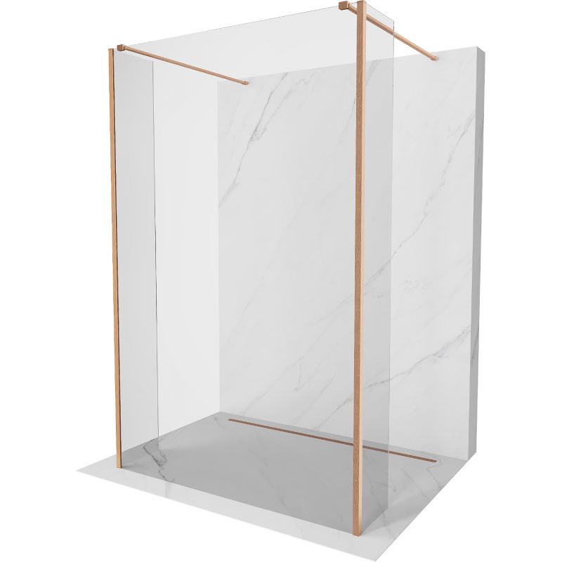 Ścianka prysznicowa wolnostojąca Mexen Kioto transparent miedź szczotkowana 110x30 cm 3 szt.