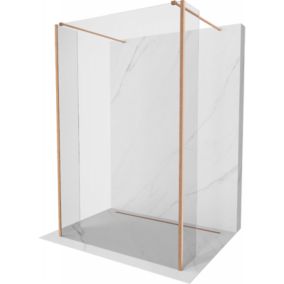 Ścianka prysznicowa wolnostojąca Mexen Kioto transparent miedź szczotkowana 110x30 cm 3 szt.