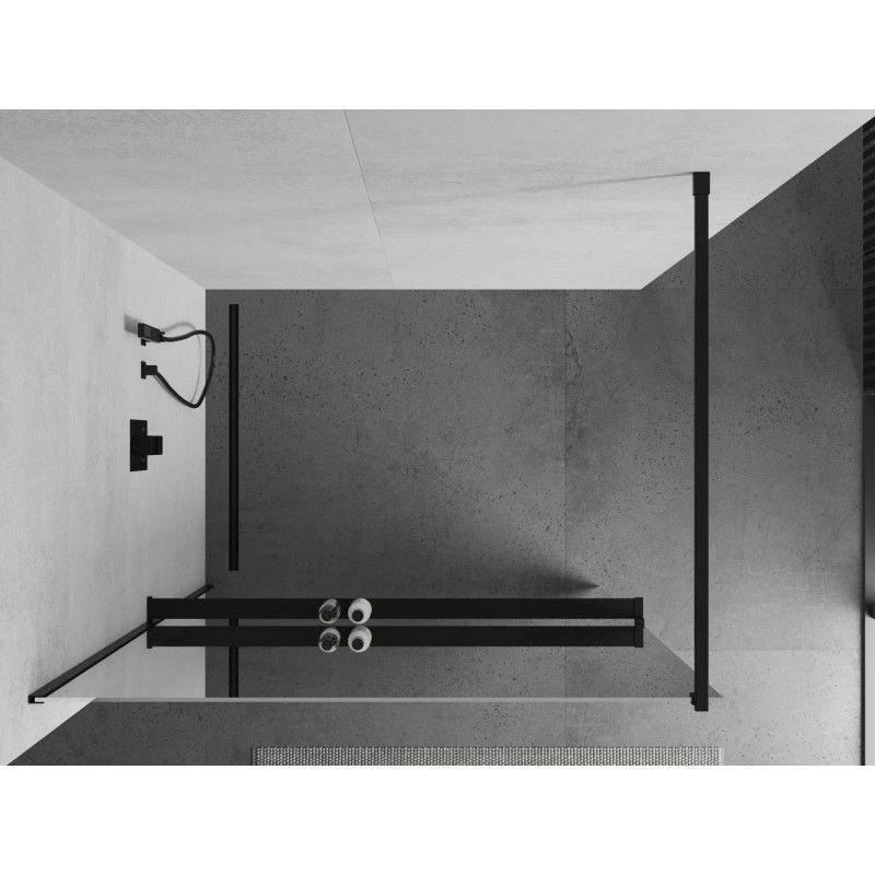 Ścianka prysznicowa z półką Mexen Kioto+ czarna 120x200 cm 800-120-121-70-50 1 szt.
