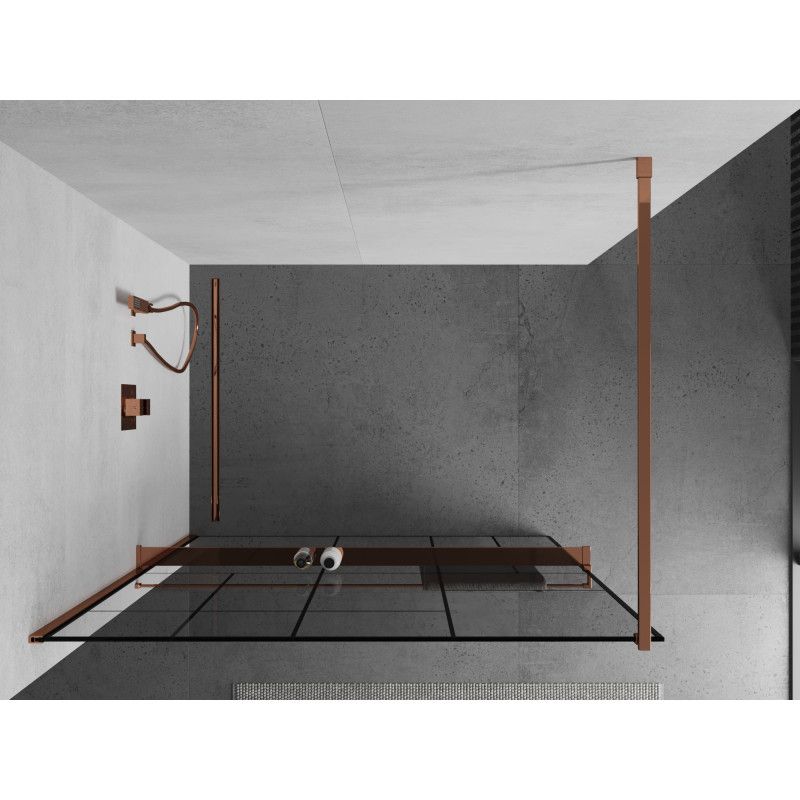Ścianka prysznicowa z półką Mexen Kioto+ czarny wzór 100x200 cm 800-100-121-60-78 1 szt.