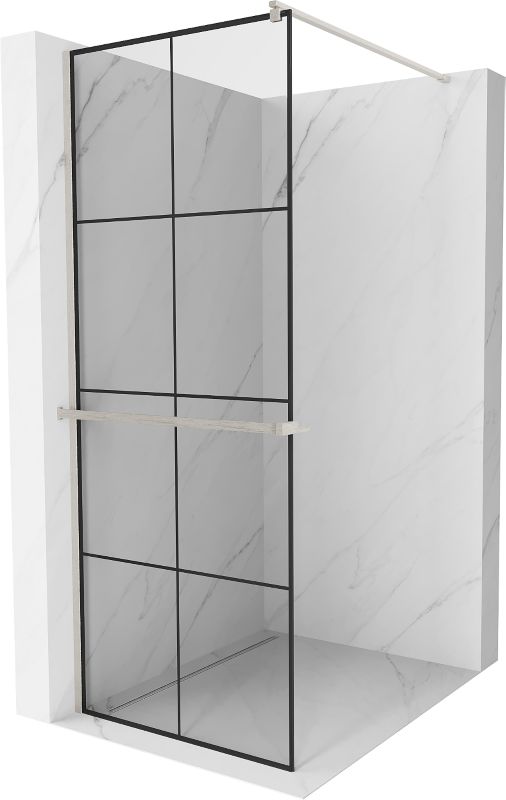 Ścianka prysznicowa z półką Mexen Kioto+ czarny wzór 80x200 cm 1 szt.