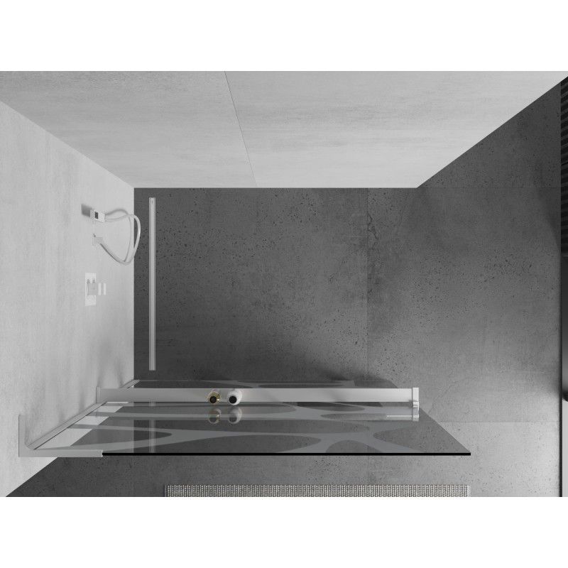 Ścianka prysznicowa z półką Mexen Kioto+ L biały wzór 110x200 cm 1 szt.