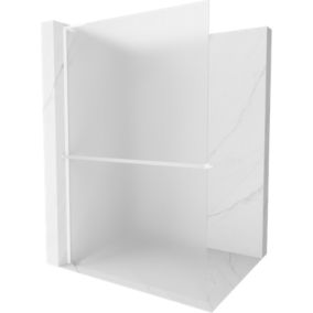 Ścianka prysznicowa z półką Mexen Kioto+ L szron biała 100x200 cm 1 szt.