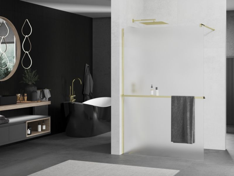 Ścianka prysznicowa z półką Mexen Kioto+ złota szron 70x200 cm 1 szt.