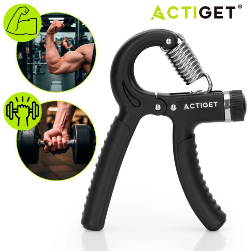 Ściskacz do rąk Actiget opór 5-60 kg do treningu dłoni i nadgarstków czarny 1 szt.