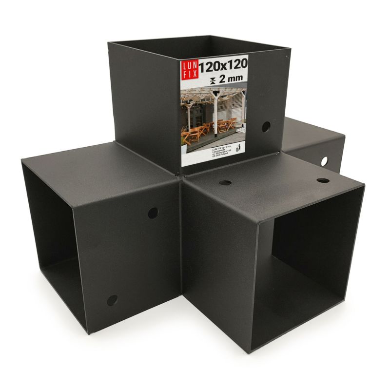Łącznik do belek Lun Fix 4 końce X 12x12 cm czarny 1szt.