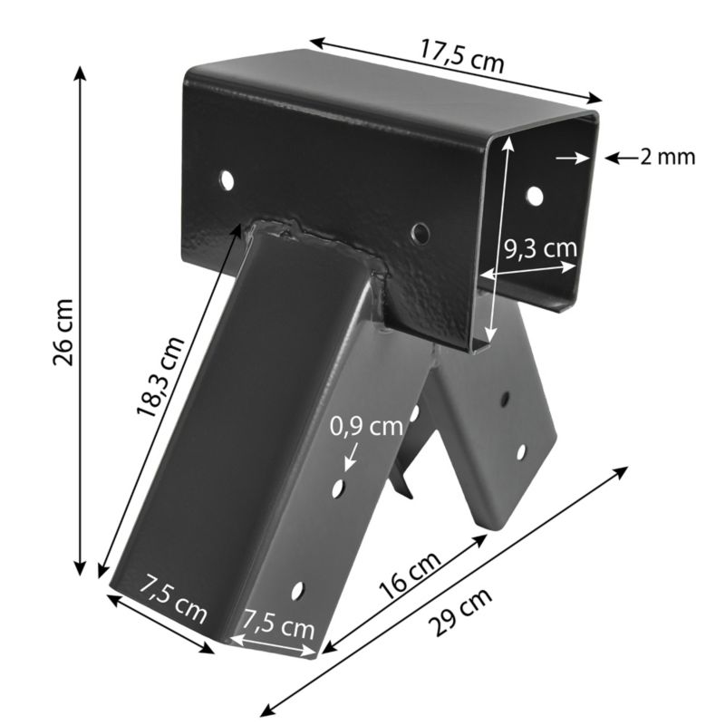 Łącznik do Huśtawki Ogród Kwadratowy Antracytowy 90 Stopni 9x9 cm Plac Zabaw 4iQ Group 1 szt.
