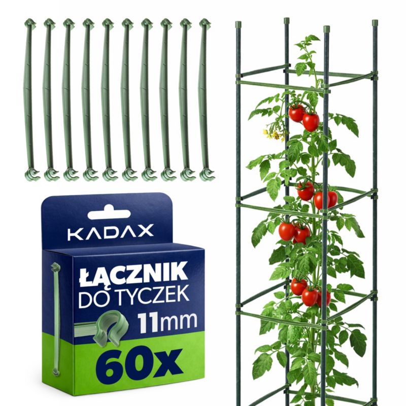 Łącznik KADAX do tyczek 11 mm plastikowy zielony 60 szt.