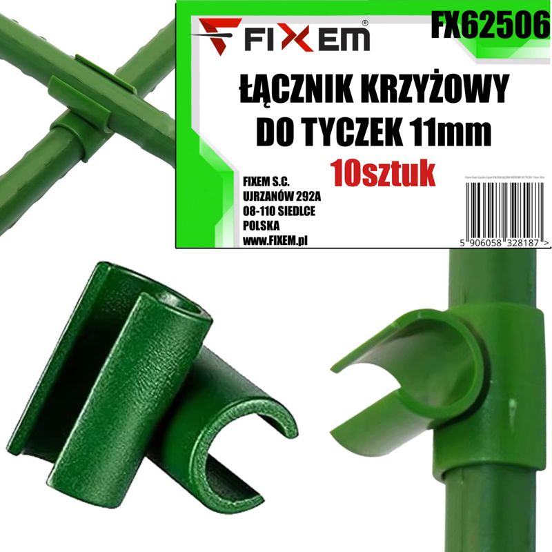 ŁĄCZNIK KRZYŻOWY DO TYCZEK 11mm FIXEM 10 szt.