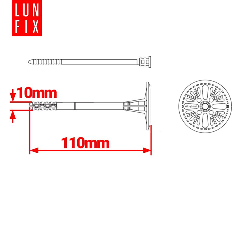 Łącznik tworzywowy Lun Fix 10x110mm do styropianu 200szt.
