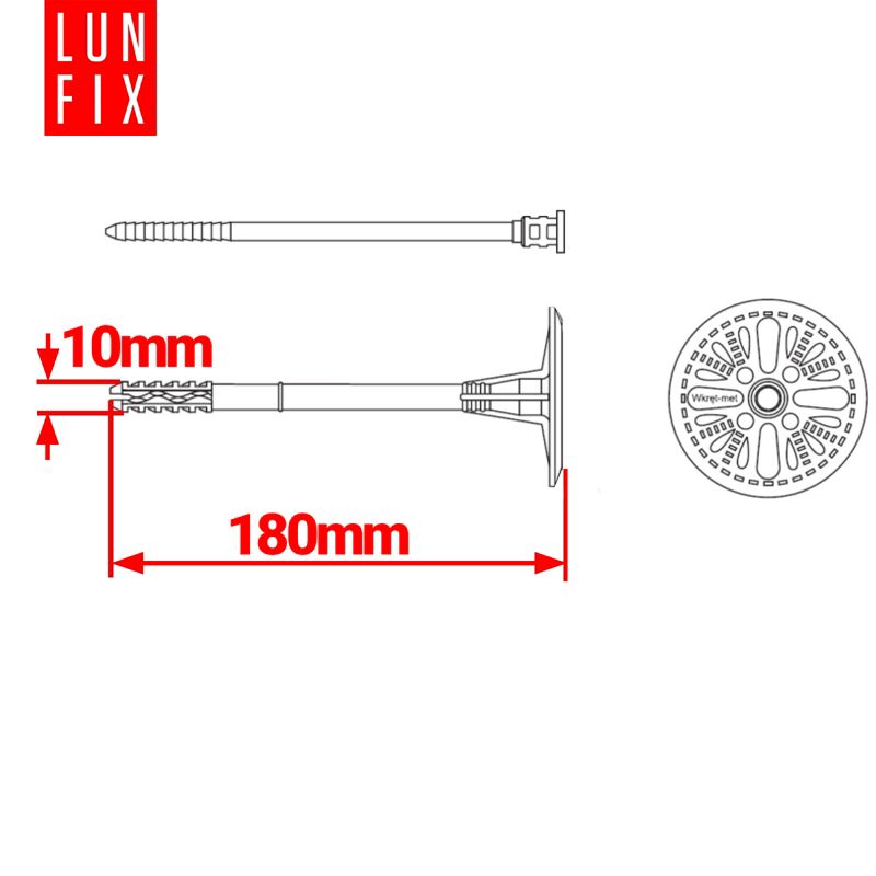 Łącznik tworzywowy  Lun Fix 10x180mm do styropianu 200szt.