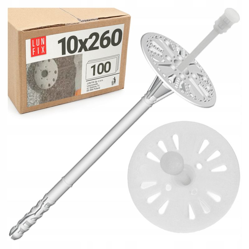 Łącznik tworzywowy  Lun Fix 10x260mm do styropianu 100szt.