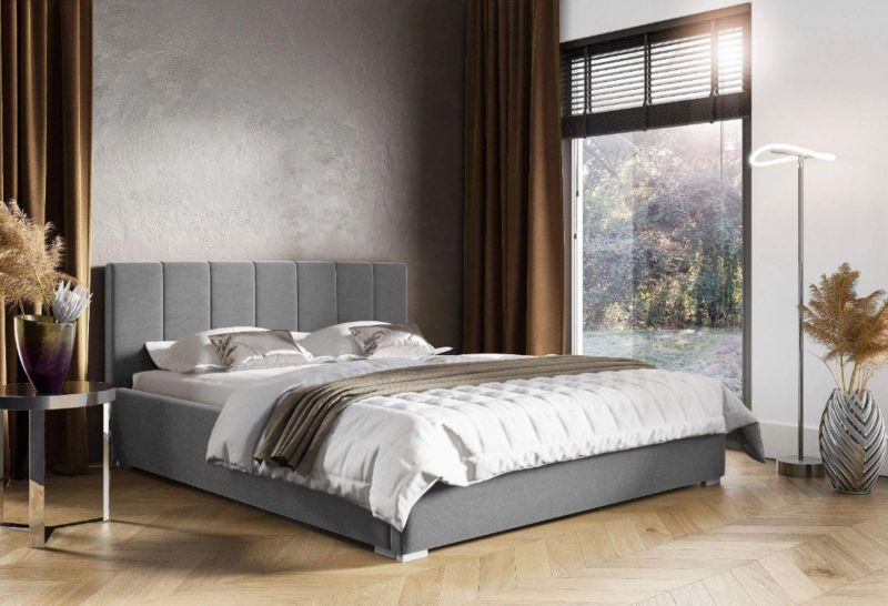 Łóżko 180x200 z materacem i metalowym stelażem Bonni Ledo Szare 1 szt.