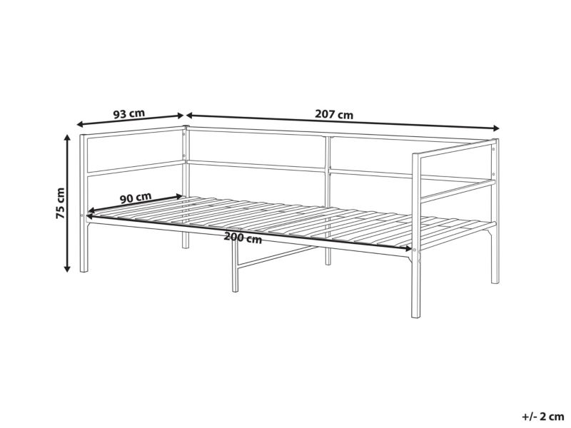 Łóżko Battut 90 x 200 cm Metal Biały 1 szt.