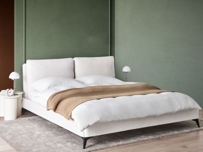 Łóżko Boucle Melle 180 x 200 cm Złamana biel 1 szt.