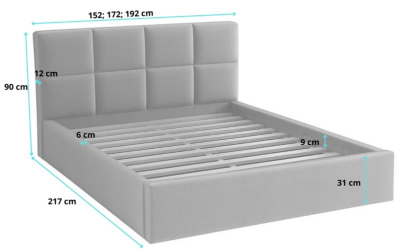 Łóżko do sypialni tapicerowane 120x200 Bonni Alaska Czarne 1 szt.
