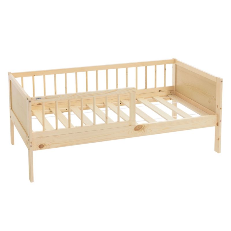 Łóżko dziecięce ML-Design 70x140 cm naturalne jednoosobowe dla maluchów posiada stabilny stelaż i barierki zabezpieczając 1 szt