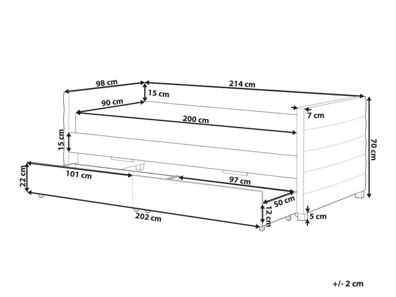 Łóżko dzienne z szufladami Welur Marray 90 x 200 cm Miętowy 1 szt.