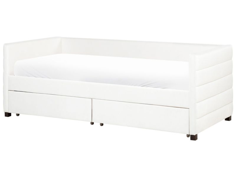 Łóżko dzienne z szufladami Welur Marray 90 x 200 cm Złamana biel 1 szt.